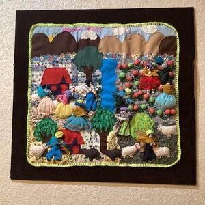 Handmade Tomato Harvest‎ Peruvian Arpillera Tapestry 3D Textile Folk Art Vintage